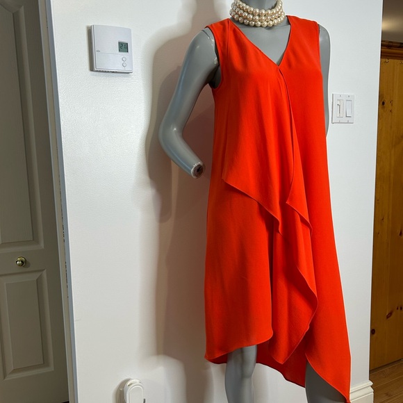 Gorgeous Joseph Ribkoff Bold Orange Asymmetrical Dress❤️M - Picture 4 of 10